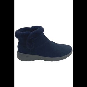 Skechers Navy Ankle Boots Fur NWT 9W Wide Fit